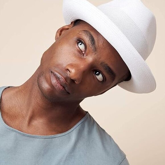 Pineapple&Star Genoa Fedora Bucket Sun Straw Beach Hat Fine Braid UPF50+ Unisex - Picture 3 of 5